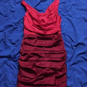 Express coral and red sheath dress